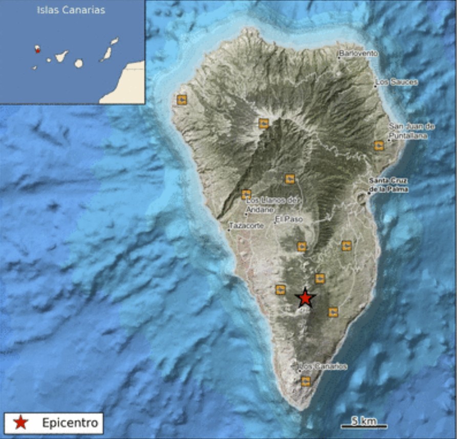 Землетрясение M5.0 на Ла-Пальме 30 октября 2021 г.