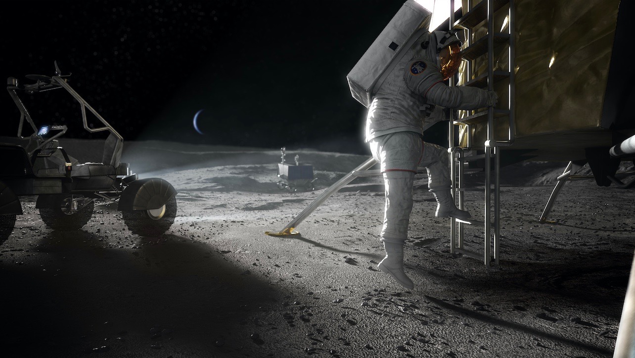 Впечатление художника о высадке на Луну в 2025 году. Фото: НАСА.