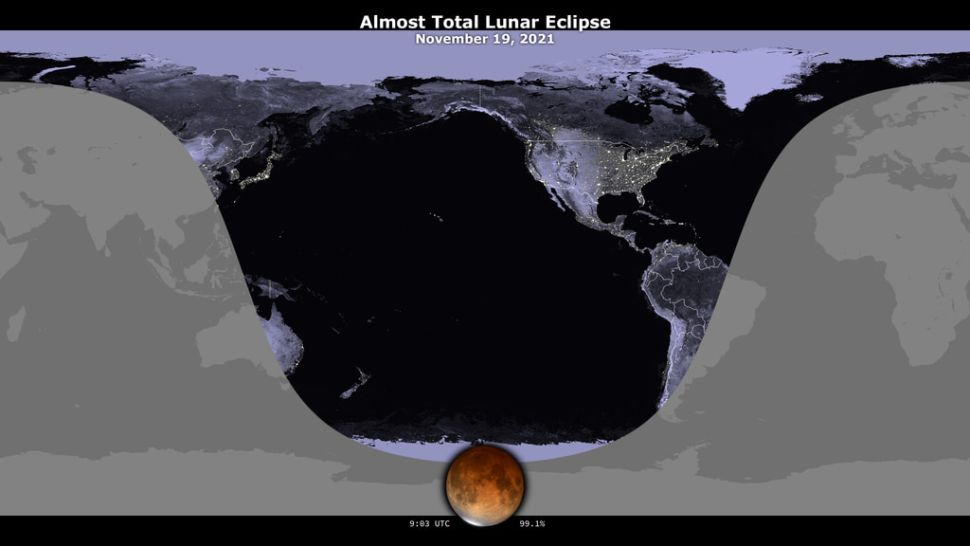 лунное затмение 18-19 ноября 2021 г. карта