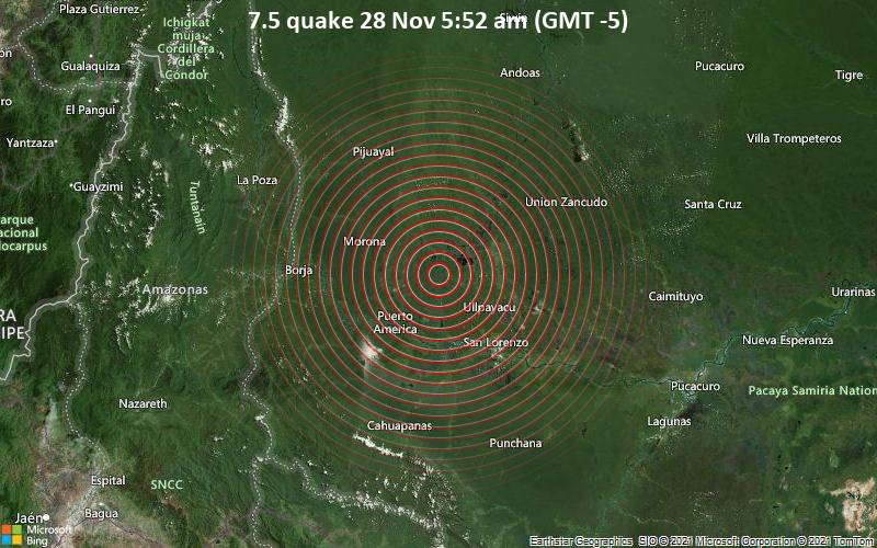 Землетрясение магнитудой 7,5 обрушится на Барранка, Перу, 28 ноября 2021 г.