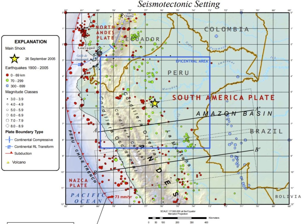 сейсмотектоническая обстановка землетрясения M7.5 в Перу