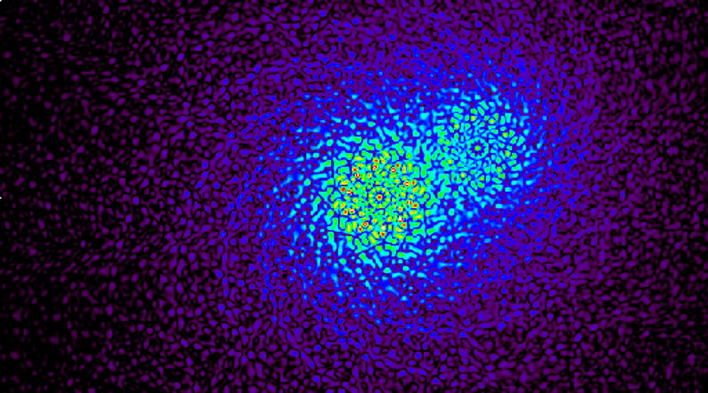 Смоделированное изображение системы Альфа Центавра, как оно могло бы выглядеть с телескопом ТОЛИМАН. Предоставлено: Питер Тутхилл.