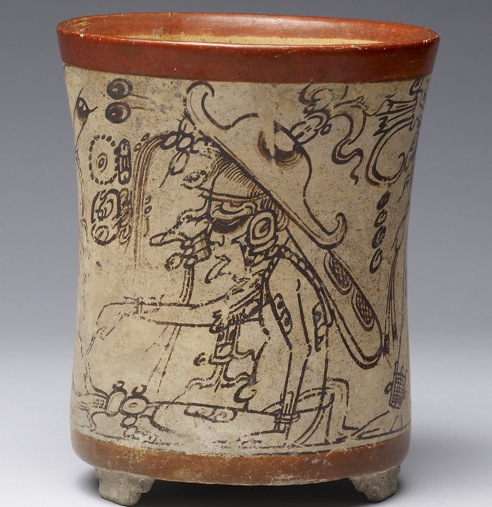 Мок Чи, божество-покровитель пчеловодов, на сосуде майя в стиле кодекса. - Всеобщее достояние