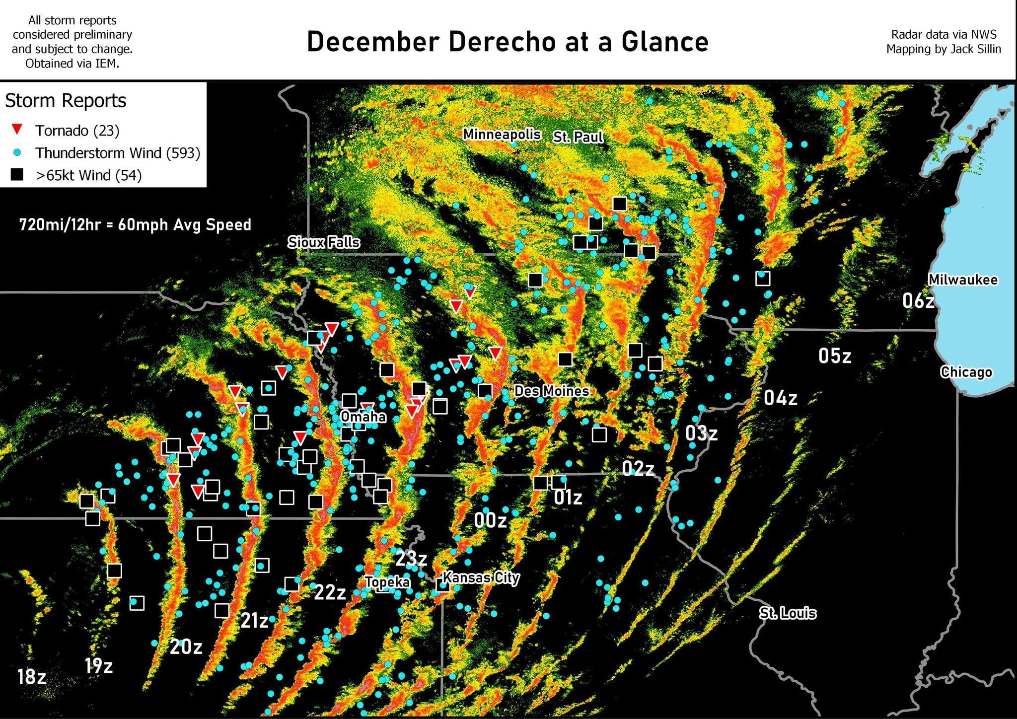 Чудовищный декабрьский шторм DERECHO убил как минимум 5 и вызвал 23 торнадо в центральной части США после вспышки торнадо в прошлые выходные