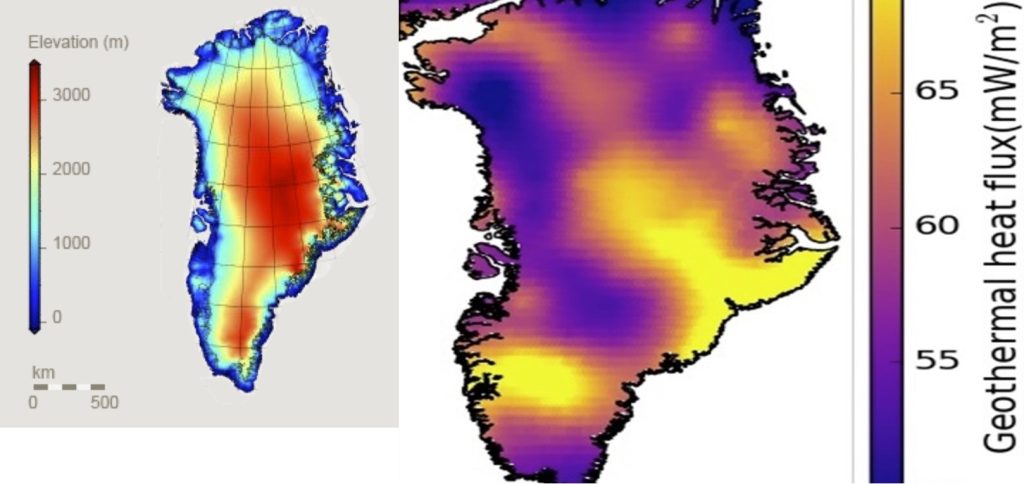 Таяние льда против геотермального потока ледникового покрова Гренландии
