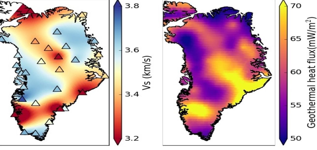 Ученые создают подробную карту того, что находится под ледниковым покровом Гренландии, используя шум Земли, карту ледяного покрова Гренландии, карту ледникового покрова Гренландии.