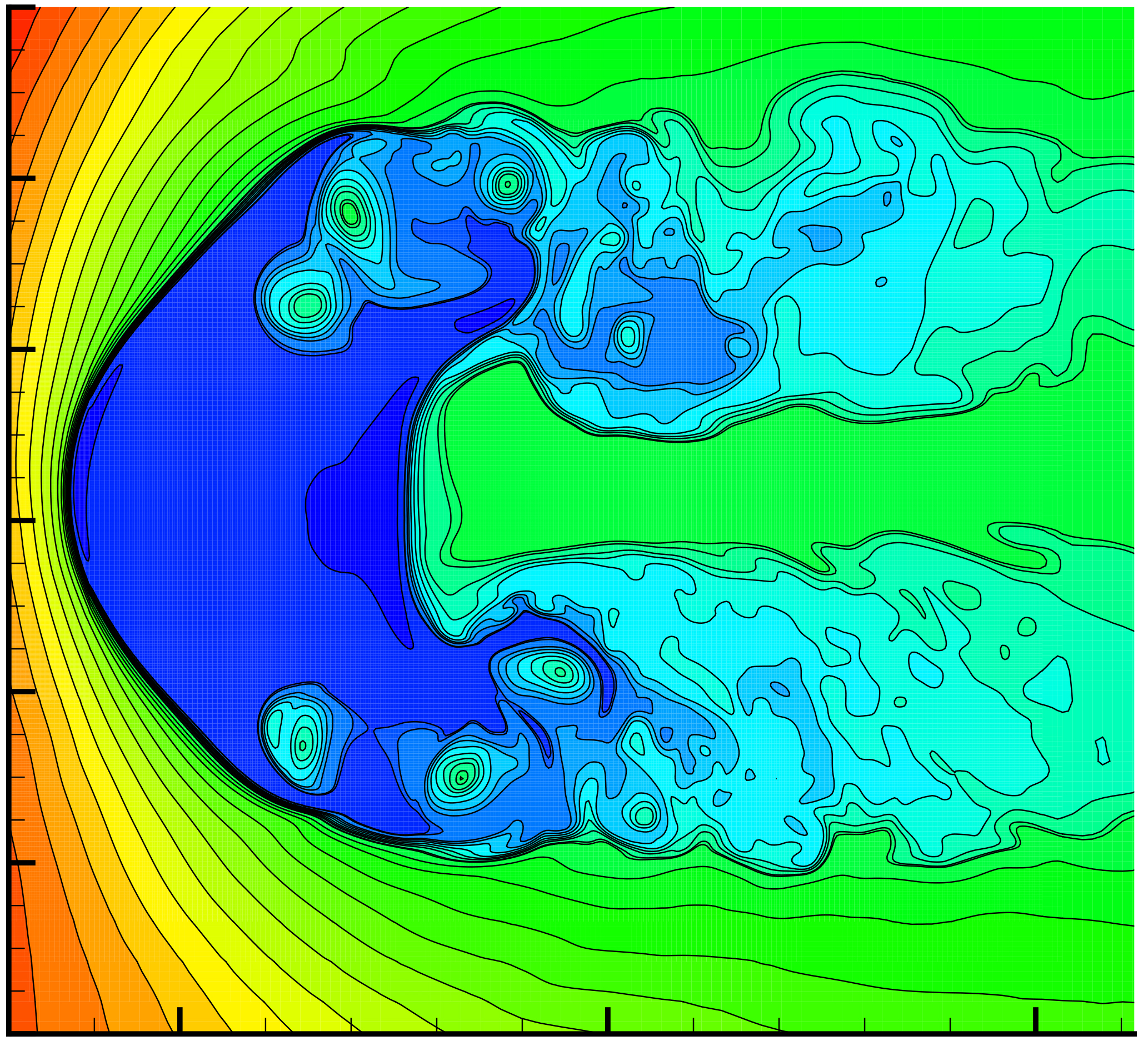 Моделирование гелиосферы и ее необычной формы, вызванной двумя струями, исходящими от Солнца. Предоставлено: М.Офер / НАСА / ААС.
