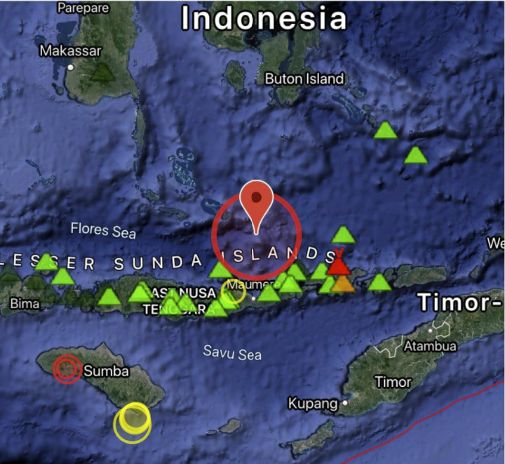 сильное землетрясение M7.3 Индонезия 14 декабря 2021 г.