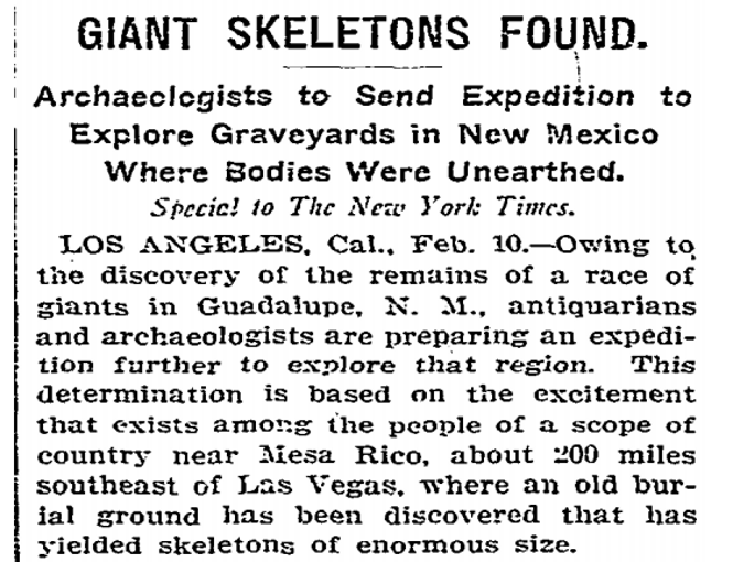 В Техасе в 1919-м году был найден 18-ти футовый скелет.