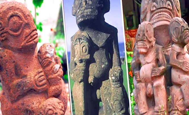 Древние статуи, обнаруженные во Французской Полинезии, изображают необычную инопланетную расу