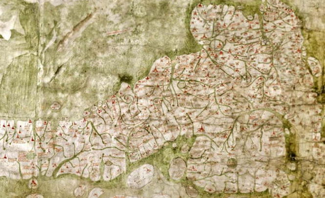 Средневековая карта, показывающая путь к Атлантиде