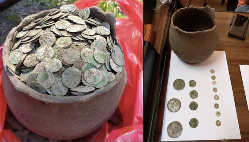 Металлоискатель обнаружил тайник с древними монетами