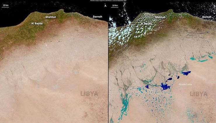 Ураган в Ливии превратил пустыню в море